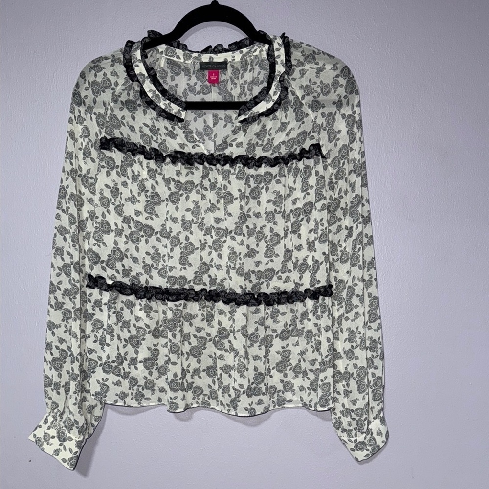 Floral Black and White Women's Top